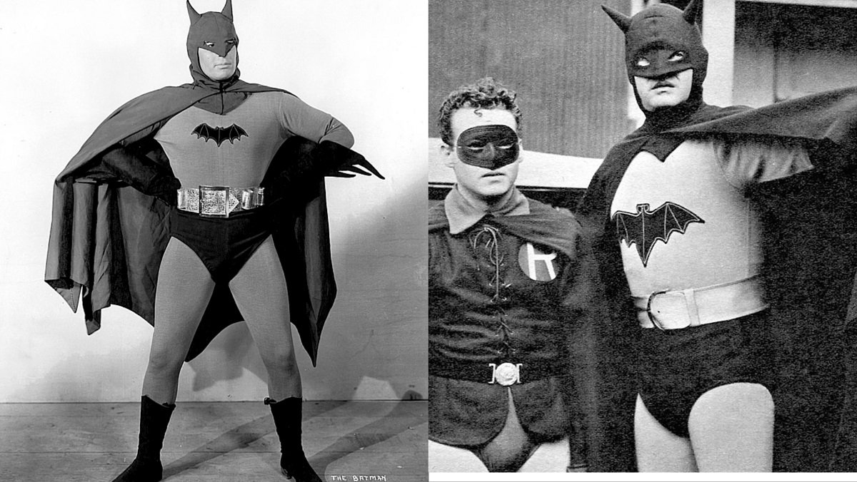The original Batman costumes worn for the Saturday matinee serials of the 1940s.