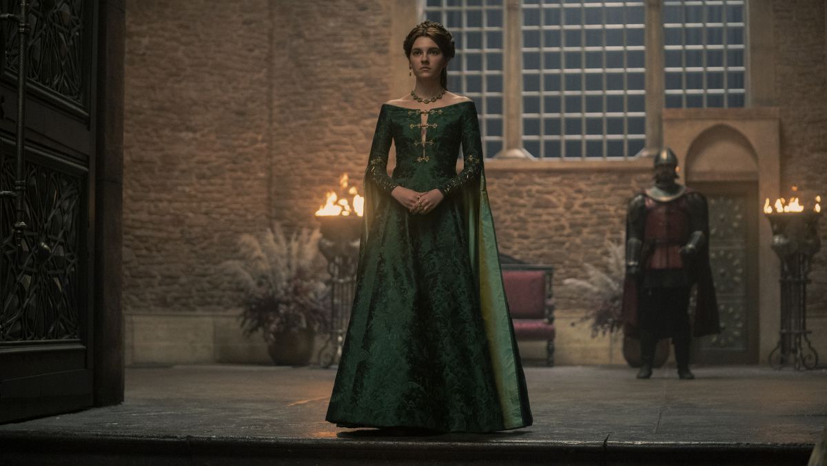 Alicent in her green dress on House of the Dragon