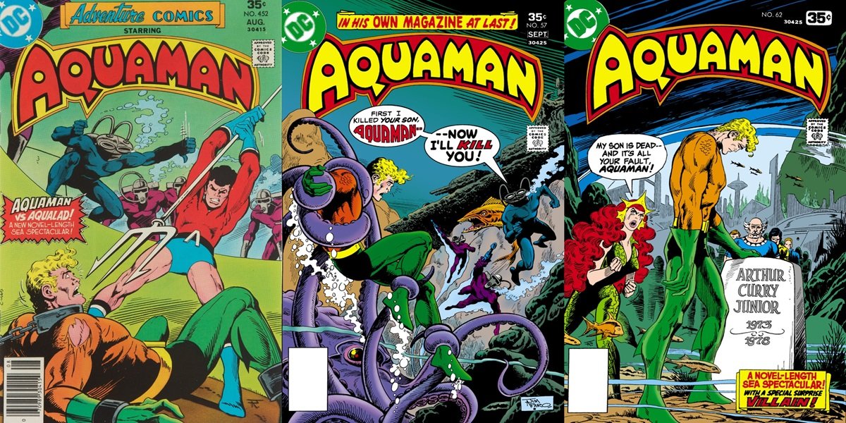 Covers for Adventure Comics and Aquaman from 1977-1978, by artist Jim Aparo. 