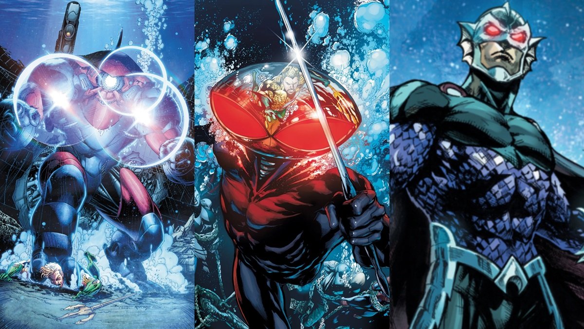 Scavenger, Black Manta, and Ocean Master, Aquaman's most famous villains. 