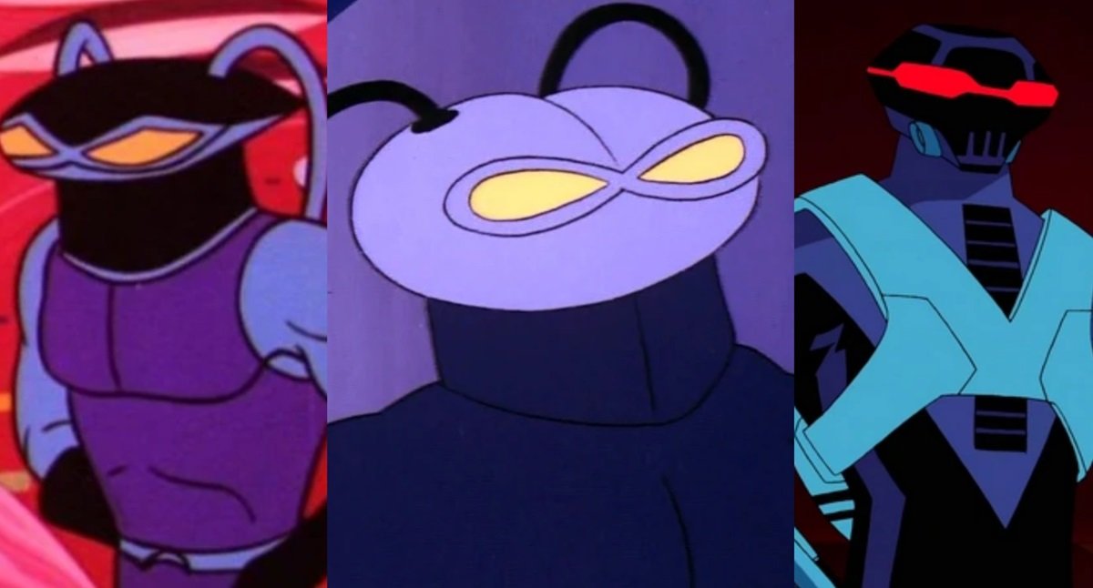 The various animated incarnations of Black Manta, from the '60s to the 2000s. 