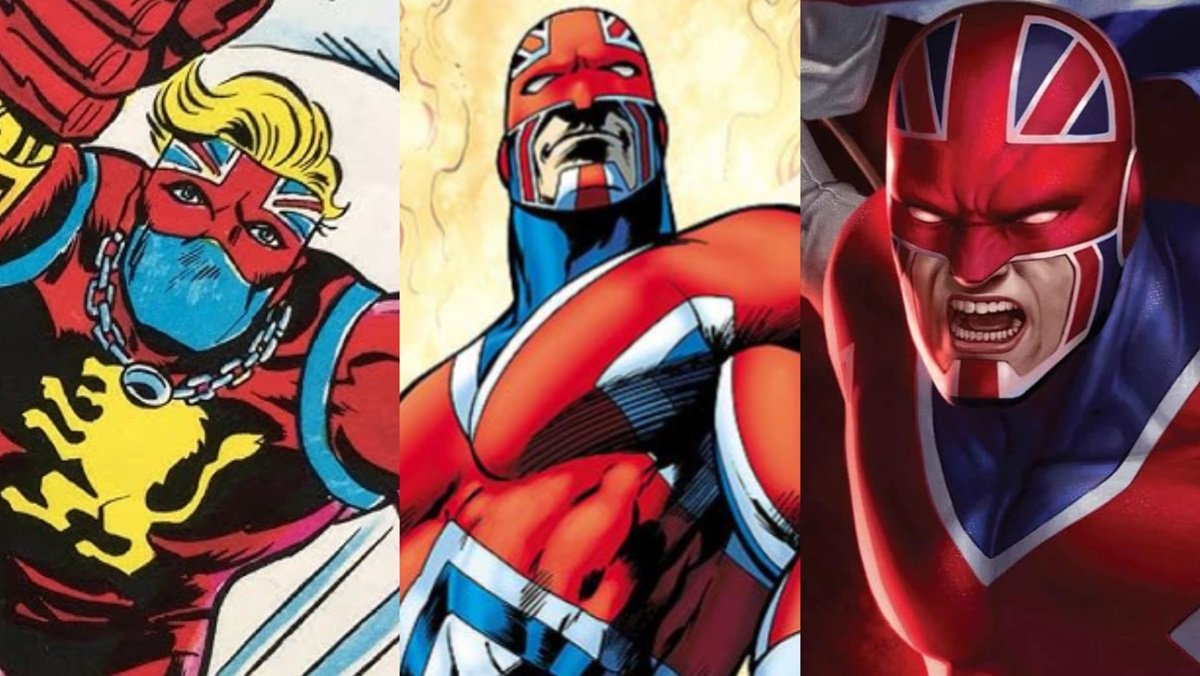 Captain Britain as he has appeared over the decades in the pages of Marvel Comics. 