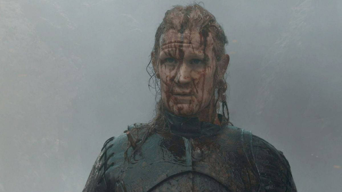 photo of Daemon Targaryen covered in blood during a battle brutal moment
