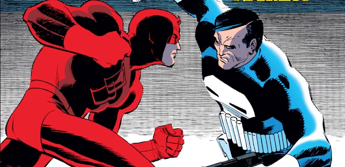 Daredevil fighting Punisher on the cover of Daredevil #257