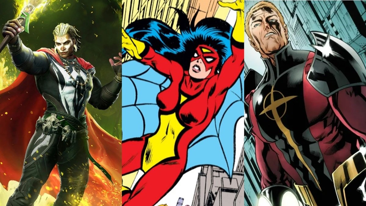 Marvel Comics heroes Doctor Voodoo, Spider-Woman, and Quasar.