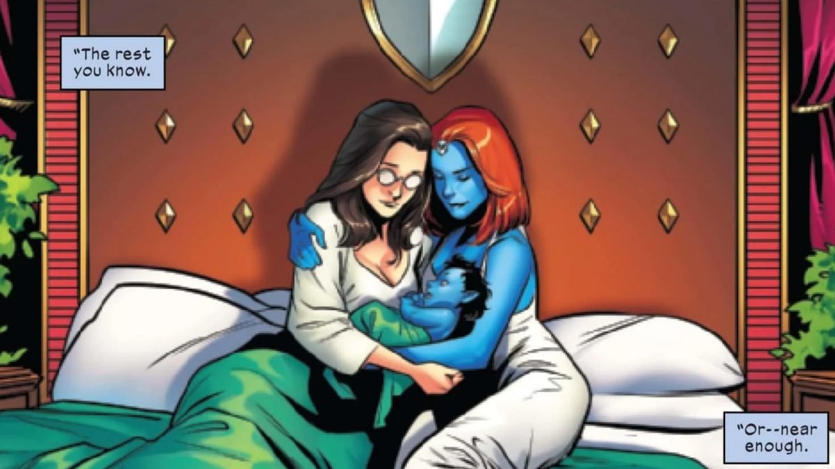 Destiny and Mystique after the birth of their son, in X-Men Blue: Origins #1