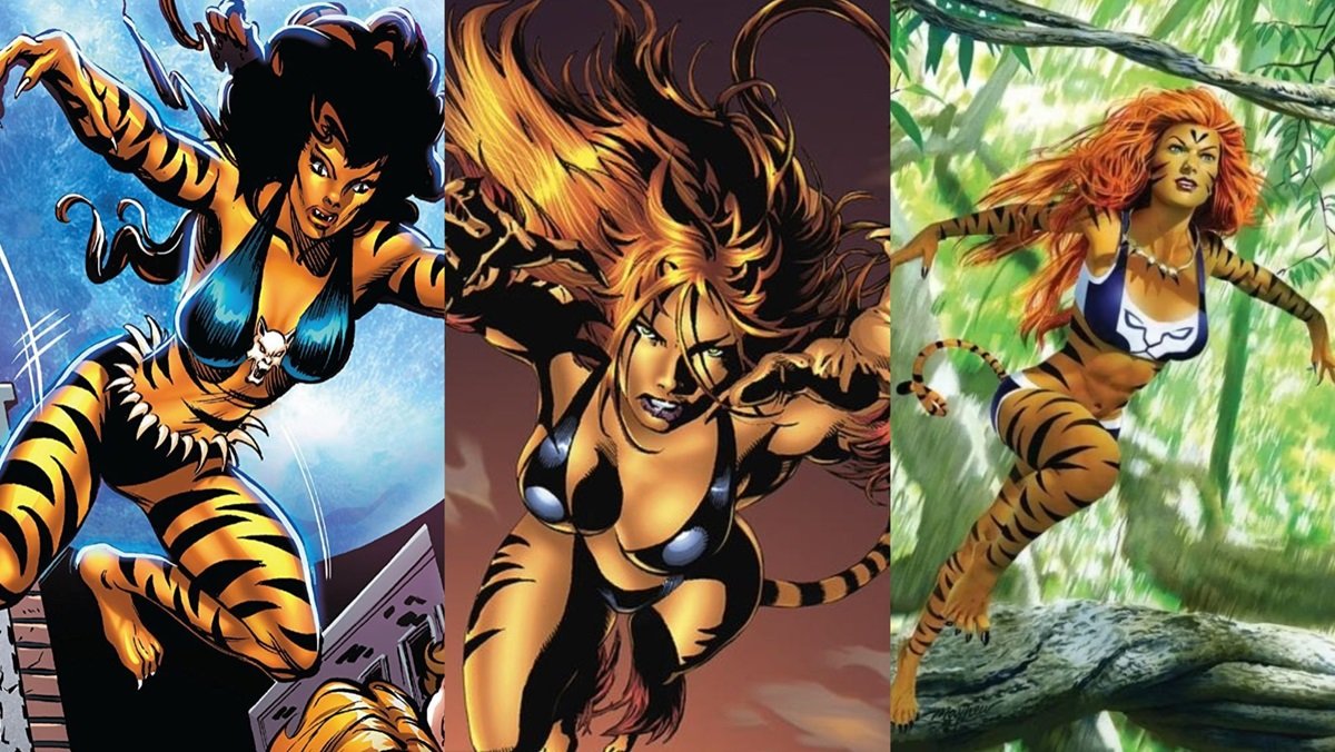 The Marvel Comics heroine Tigra over the decades.